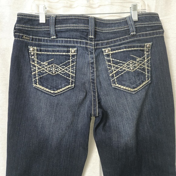 Ariat Jeans Women Sz 30 S Blue Denim Amber Western Straight Distressed Pants Hot - Picture 7 of 16
